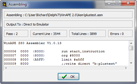 Assembler Output Window