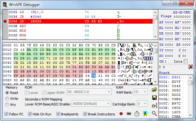 WinAPE Debugger Window