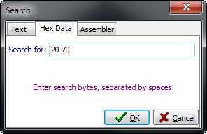 Debugger Hex Search