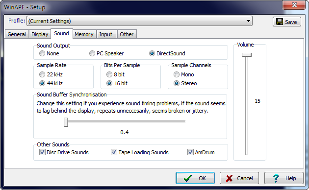 Sound Settings Tab